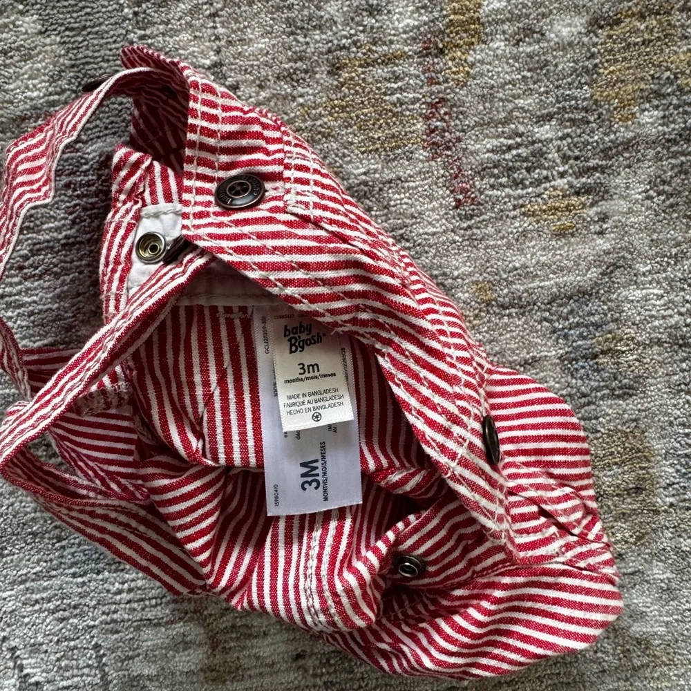 OshKosh B'gosh Red and White Striped Overalls - Picture 3 of 3